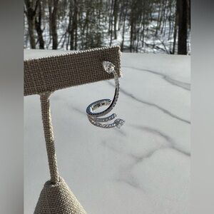 LAFONN Sterling Silver Spiral Drop Ear Climber Cuff Pierced